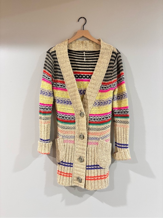 Free People Sweaters - Free People Wool Cardigan Multicolor Striped Button-Up Cardigan Sweater Small